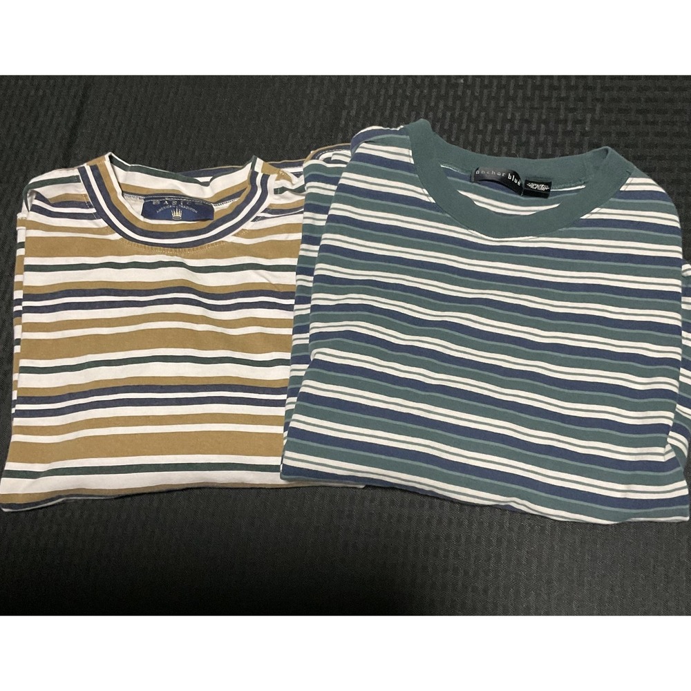 CZ Basics & Anchor Blue Shirts Mens M Multicolor Striped Lot Of 2 Tees Casual